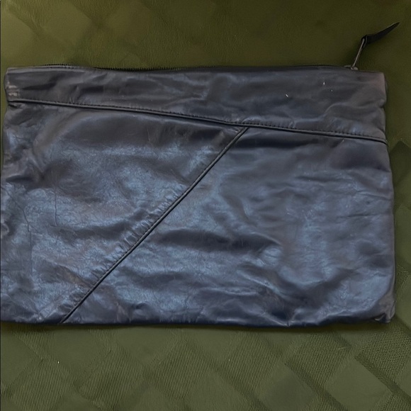 Vintage Navy Blue Leather Clutch. Made in Canada - Picture 1 of 8